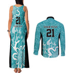 Brisbane Heat Custom Couples Matching Tank Maxi Dress and Long Sleeve Button Shirt Minimalism Aboriginal