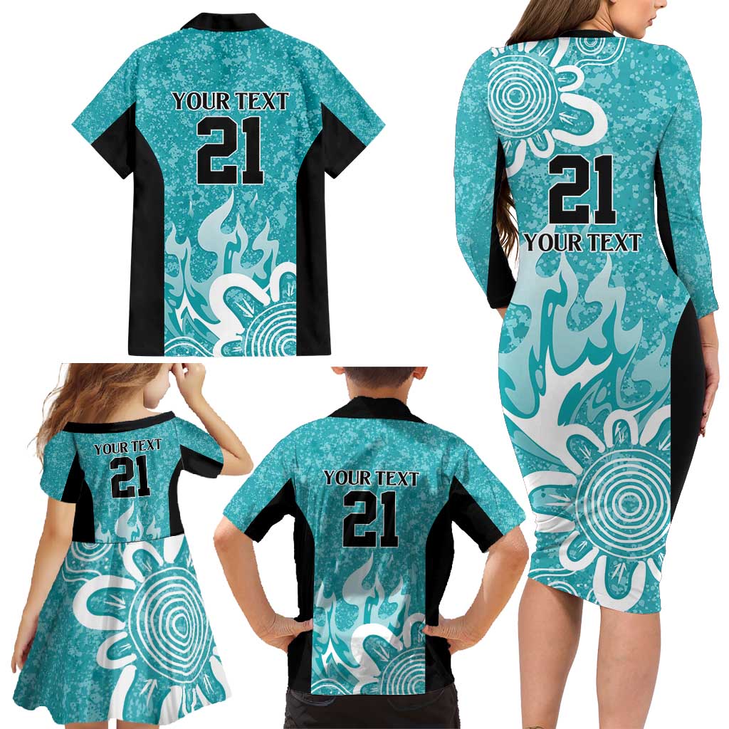Brisbane Heat Custom Family Matching Long Sleeve Bodycon Dress and Hawaiian Shirt Minimalism Aboriginal