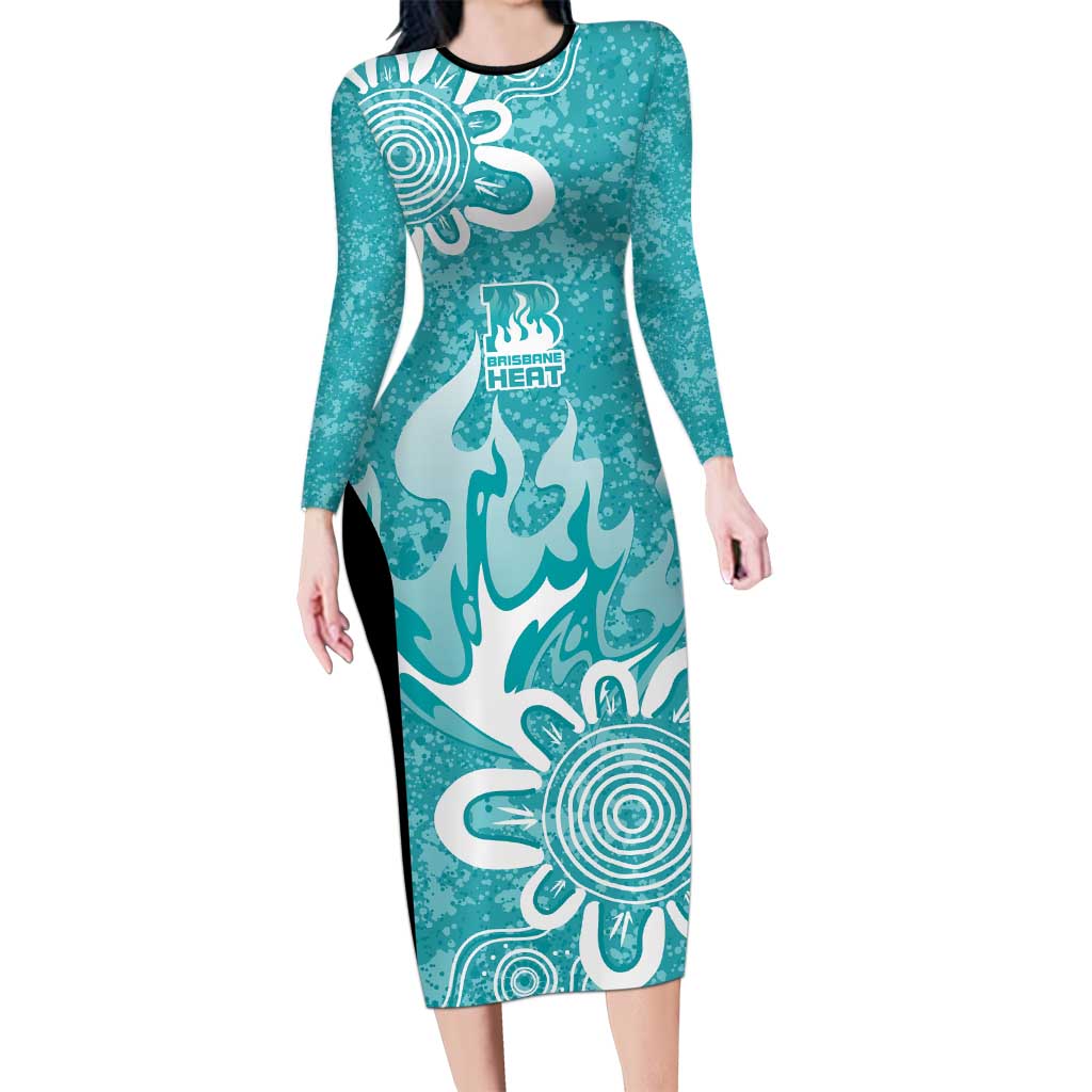 Brisbane Heat Custom Family Matching Long Sleeve Bodycon Dress and Hawaiian Shirt Minimalism Aboriginal