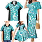 Brisbane Heat Custom Family Matching Mermaid Dress and Hawaiian Shirt Minimalism Aboriginal