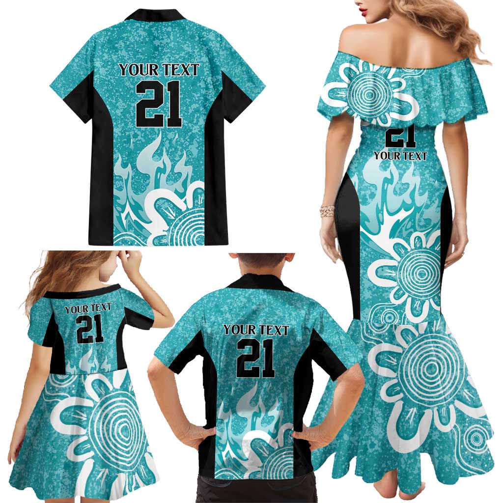 Brisbane Heat Custom Family Matching Mermaid Dress and Hawaiian Shirt Minimalism Aboriginal