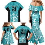 Brisbane Heat Custom Family Matching Mermaid Dress and Hawaiian Shirt Minimalism Aboriginal