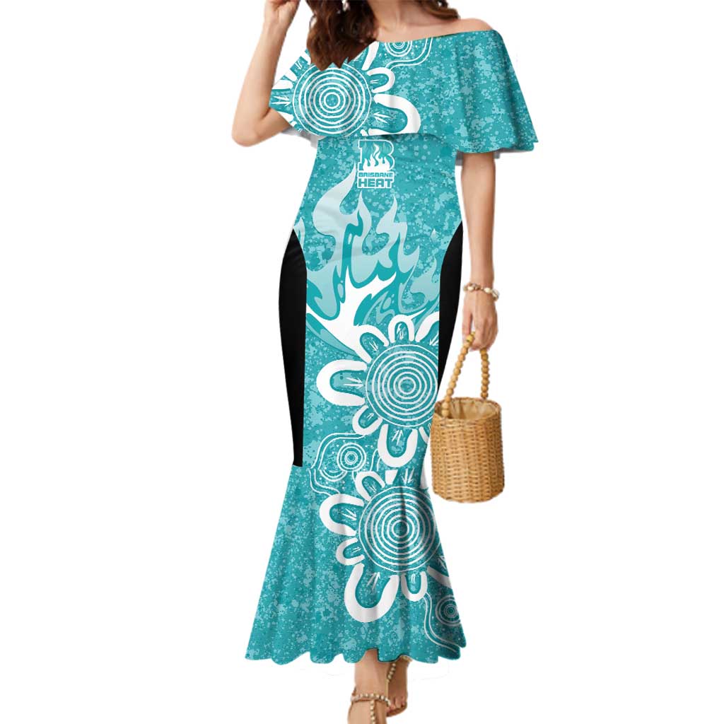 Brisbane Heat Custom Family Matching Mermaid Dress and Hawaiian Shirt Minimalism Aboriginal