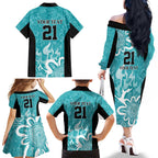 Brisbane Heat Custom Family Matching Off The Shoulder Long Sleeve Dress and Hawaiian Shirt Minimalism Aboriginal