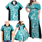 Brisbane Heat Custom Family Matching Off Shoulder Maxi Dress and Hawaiian Shirt Minimalism Aboriginal
