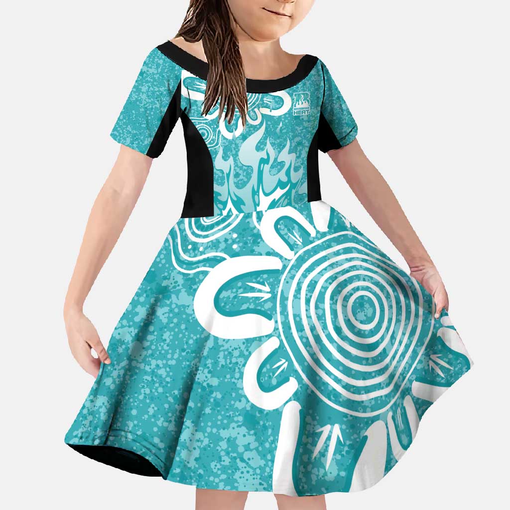 Brisbane Heat Custom Family Matching Off Shoulder Maxi Dress and Hawaiian Shirt Minimalism Aboriginal