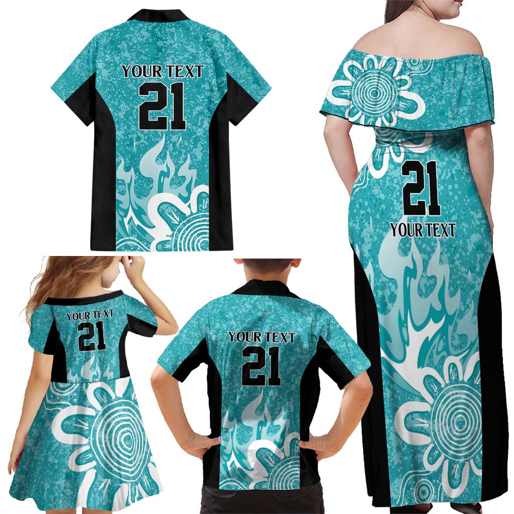 Brisbane Heat Custom Family Matching Off Shoulder Maxi Dress and Hawaiian Shirt Minimalism Aboriginal
