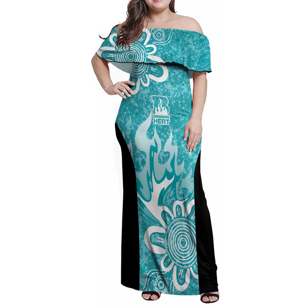 Brisbane Heat Custom Family Matching Off Shoulder Maxi Dress and Hawaiian Shirt Minimalism Aboriginal
