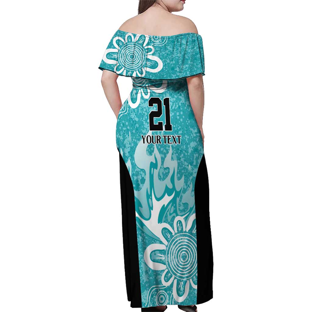 Brisbane Heat Custom Family Matching Off Shoulder Maxi Dress and Hawaiian Shirt Minimalism Aboriginal