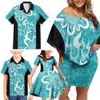 Brisbane Heat Custom Family Matching Off Shoulder Short Dress and Hawaiian Shirt Minimalism Aboriginal