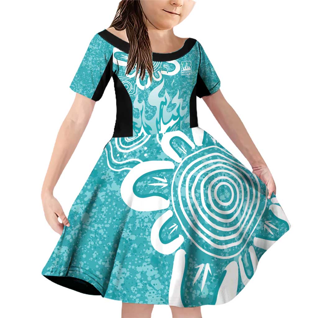 Brisbane Heat Custom Family Matching Off Shoulder Short Dress and Hawaiian Shirt Minimalism Aboriginal