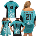 Brisbane Heat Custom Family Matching Off Shoulder Short Dress and Hawaiian Shirt Minimalism Aboriginal