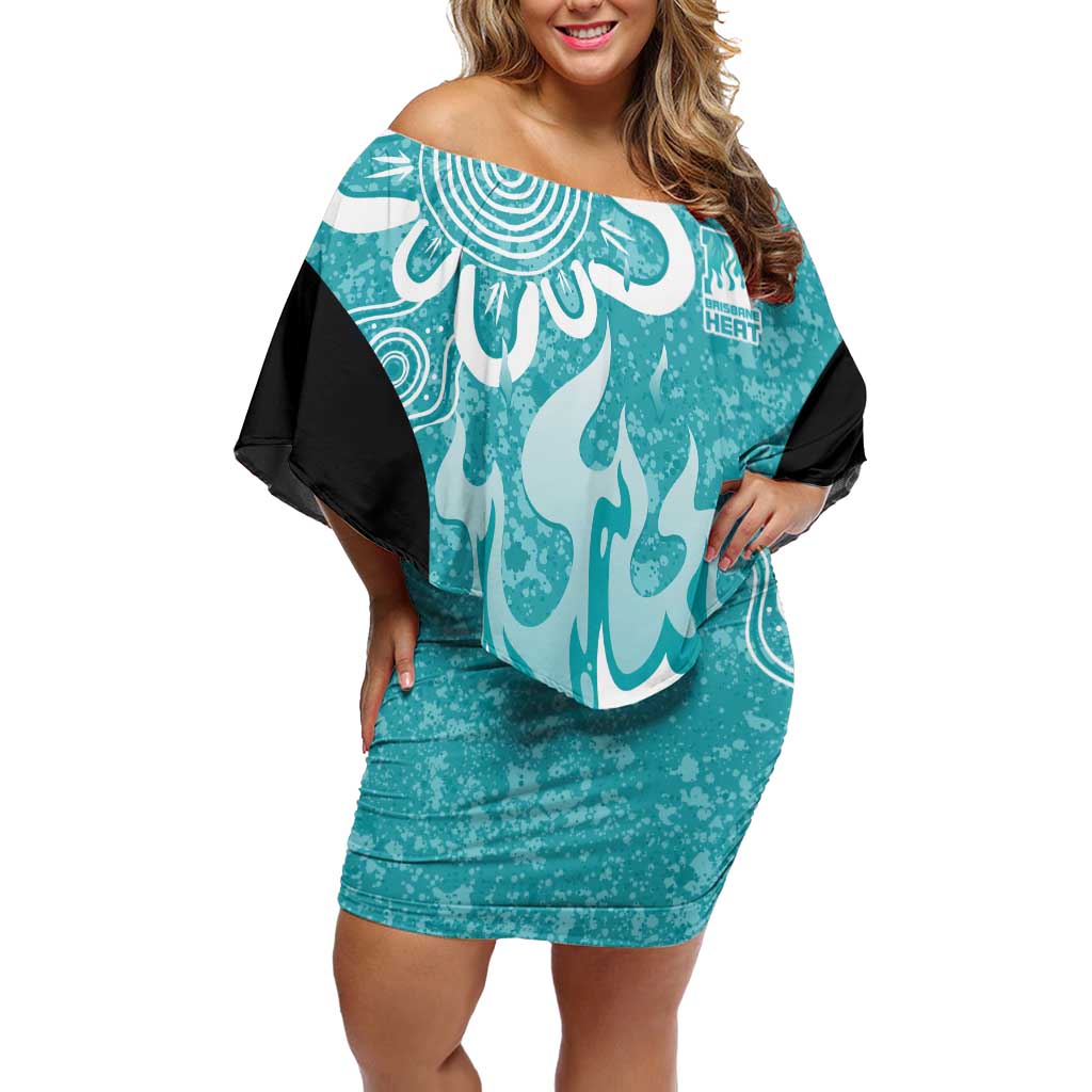 Brisbane Heat Custom Family Matching Off Shoulder Short Dress and Hawaiian Shirt Minimalism Aboriginal