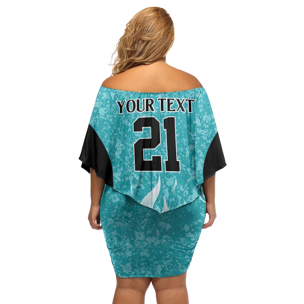 Brisbane Heat Custom Family Matching Off Shoulder Short Dress and Hawaiian Shirt Minimalism Aboriginal