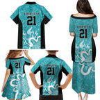 Brisbane Heat Custom Family Matching Puletasi and Hawaiian Shirt Minimalism Aboriginal