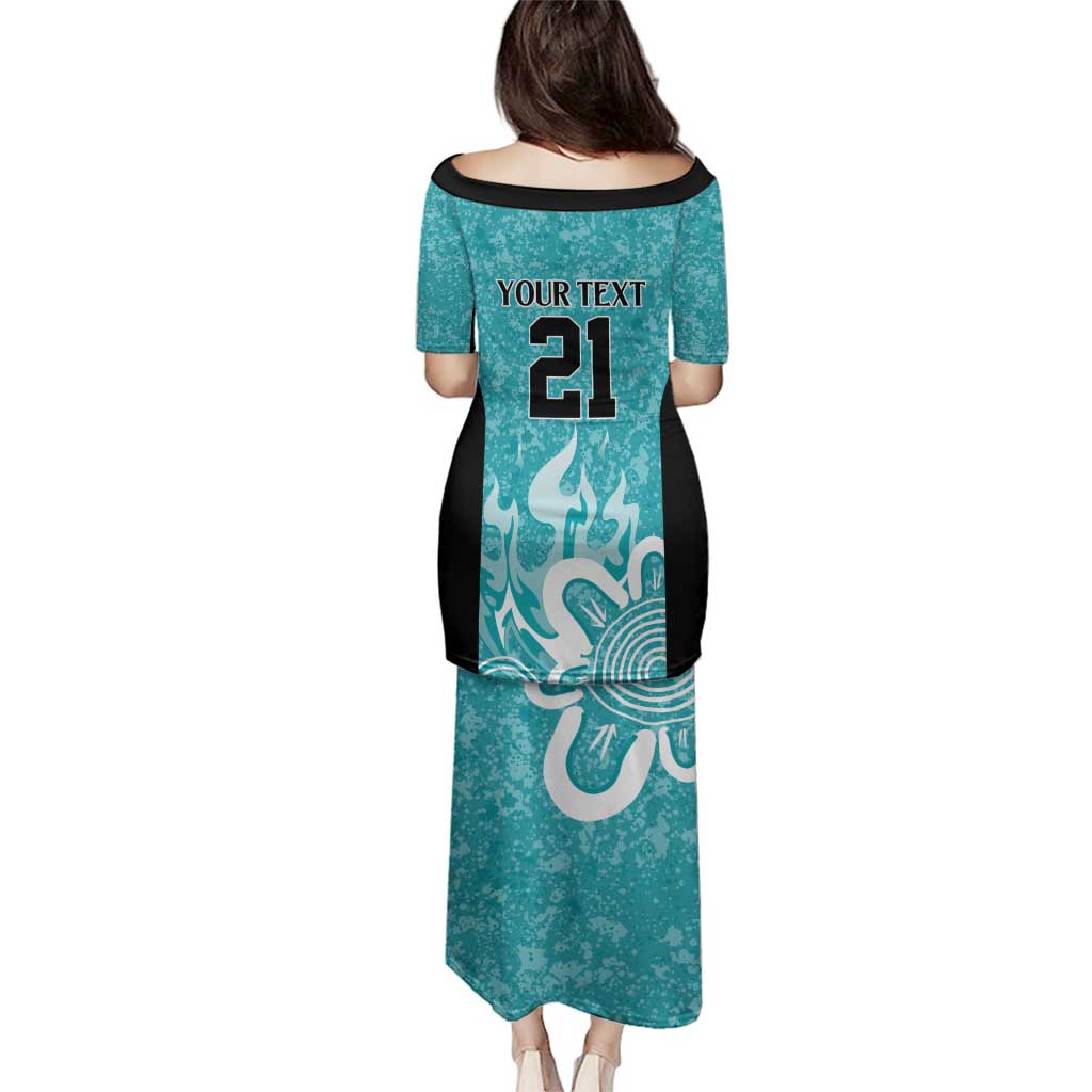 Brisbane Heat Custom Family Matching Puletasi and Hawaiian Shirt Minimalism Aboriginal