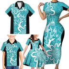 Brisbane Heat Custom Family Matching Short Sleeve Bodycon Dress and Hawaiian Shirt Minimalism Aboriginal