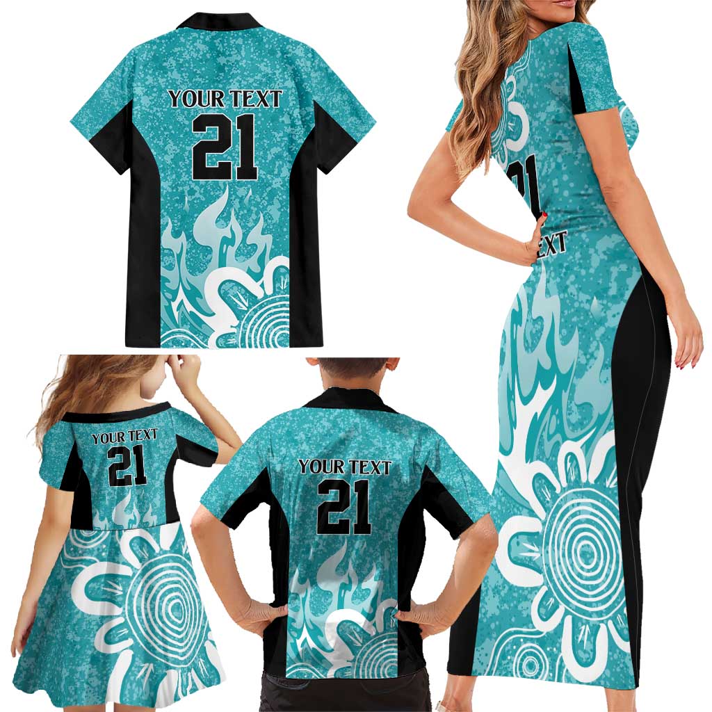 Brisbane Heat Custom Family Matching Short Sleeve Bodycon Dress and Hawaiian Shirt Minimalism Aboriginal
