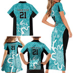 Brisbane Heat Custom Family Matching Short Sleeve Bodycon Dress and Hawaiian Shirt Minimalism Aboriginal