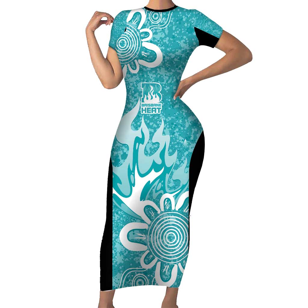 Brisbane Heat Custom Family Matching Short Sleeve Bodycon Dress and Hawaiian Shirt Minimalism Aboriginal