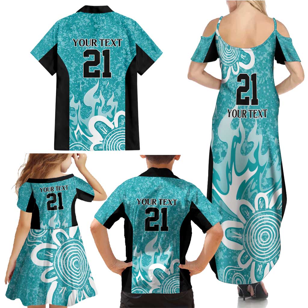 Brisbane Heat Custom Family Matching Summer Maxi Dress and Hawaiian Shirt Minimalism Aboriginal