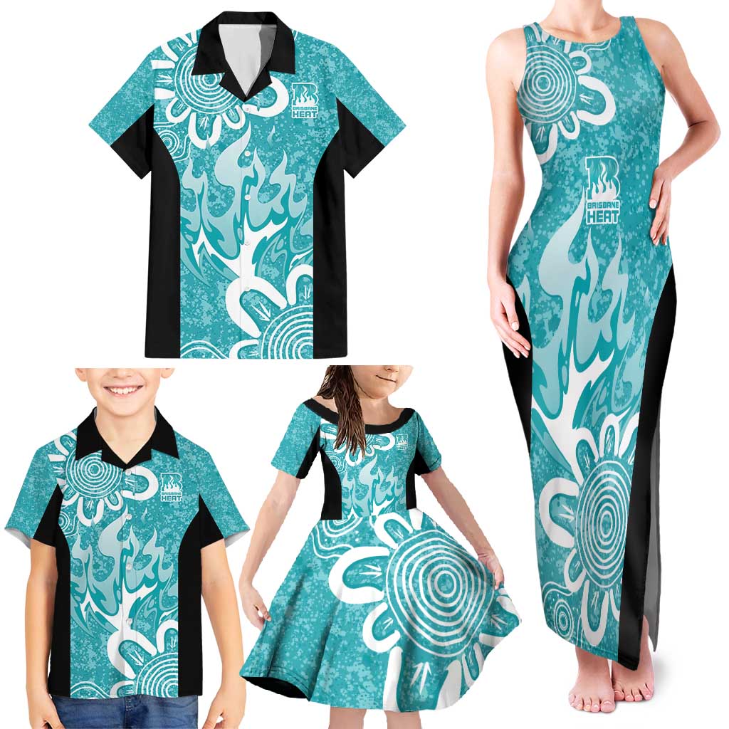 Brisbane Heat Custom Family Matching Tank Maxi Dress and Hawaiian Shirt Minimalism Aboriginal