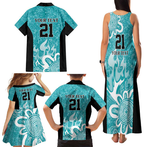 Brisbane Heat Custom Family Matching Tank Maxi Dress and Hawaiian Shirt Minimalism Aboriginal