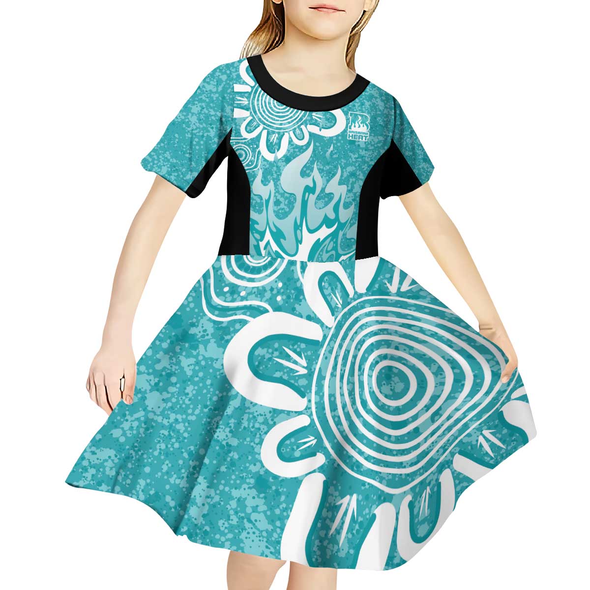 Brisbane Heat Custom Kid Short Sleeve Dress Minimalism Aboriginal