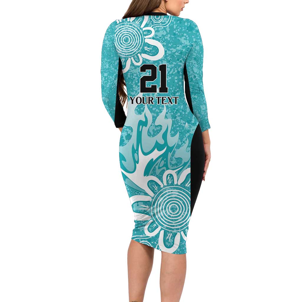 Brisbane Heat Custom Long Sleeve Bodycon Dress Minimalism Aboriginal