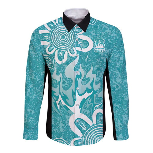 Brisbane Heat Custom Long Sleeve Button Shirt Minimalism Aboriginal