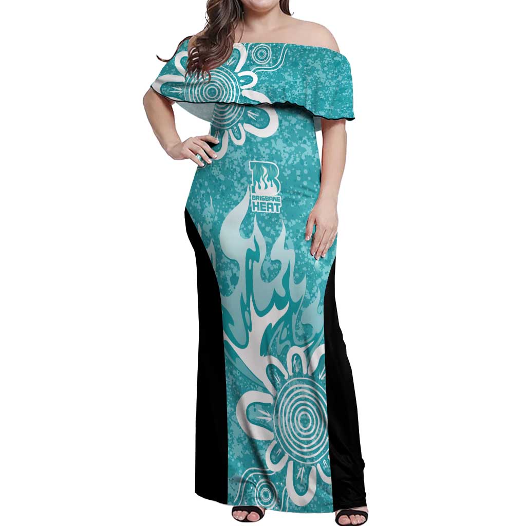 Brisbane Heat Custom Off Shoulder Maxi Dress Minimalism Aboriginal