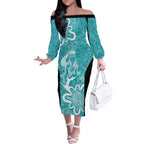 Brisbane Heat Custom Off The Shoulder Long Sleeve Dress Minimalism Aboriginal