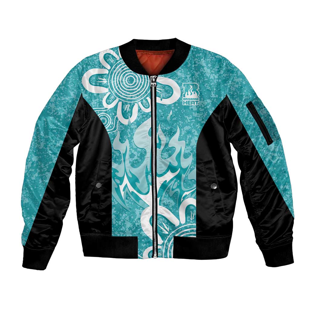 Brisbane Heat Custom Sleeve Zip Bomber Jacket Minimalism Aboriginal