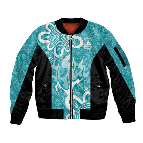 Brisbane Heat Custom Sleeve Zip Bomber Jacket Minimalism Aboriginal
