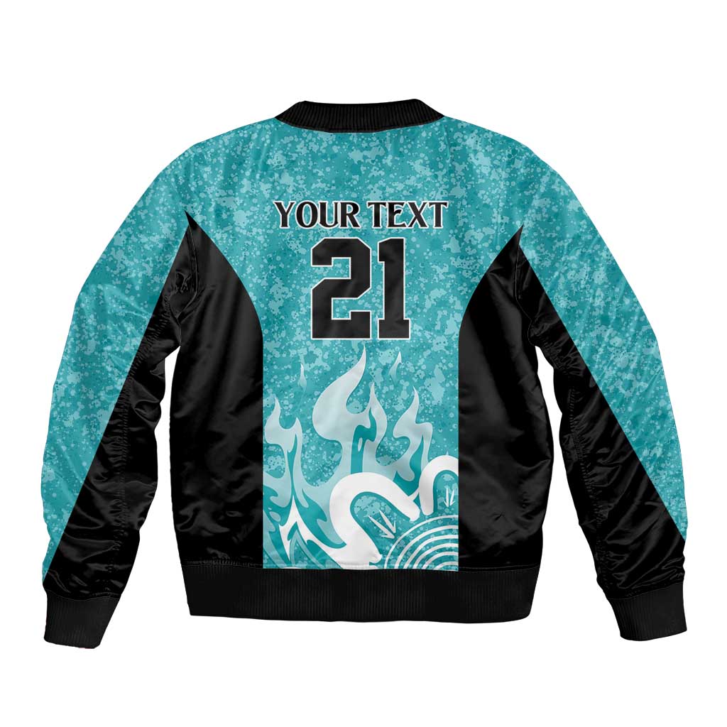 Brisbane Heat Custom Sleeve Zip Bomber Jacket Minimalism Aboriginal