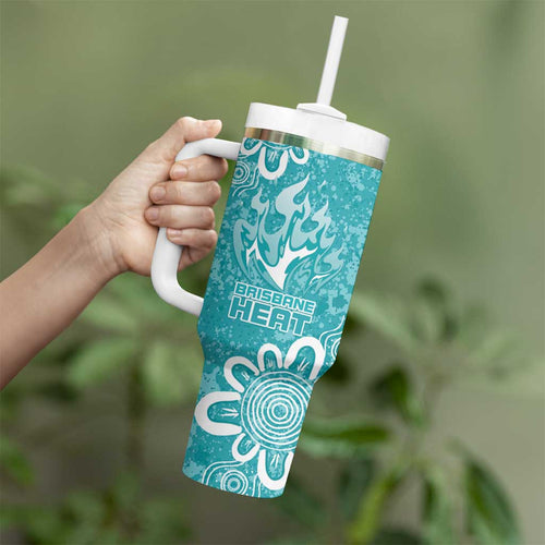 Brisbane Heat Custom Tumbler With Handle Minimalism Aboriginal