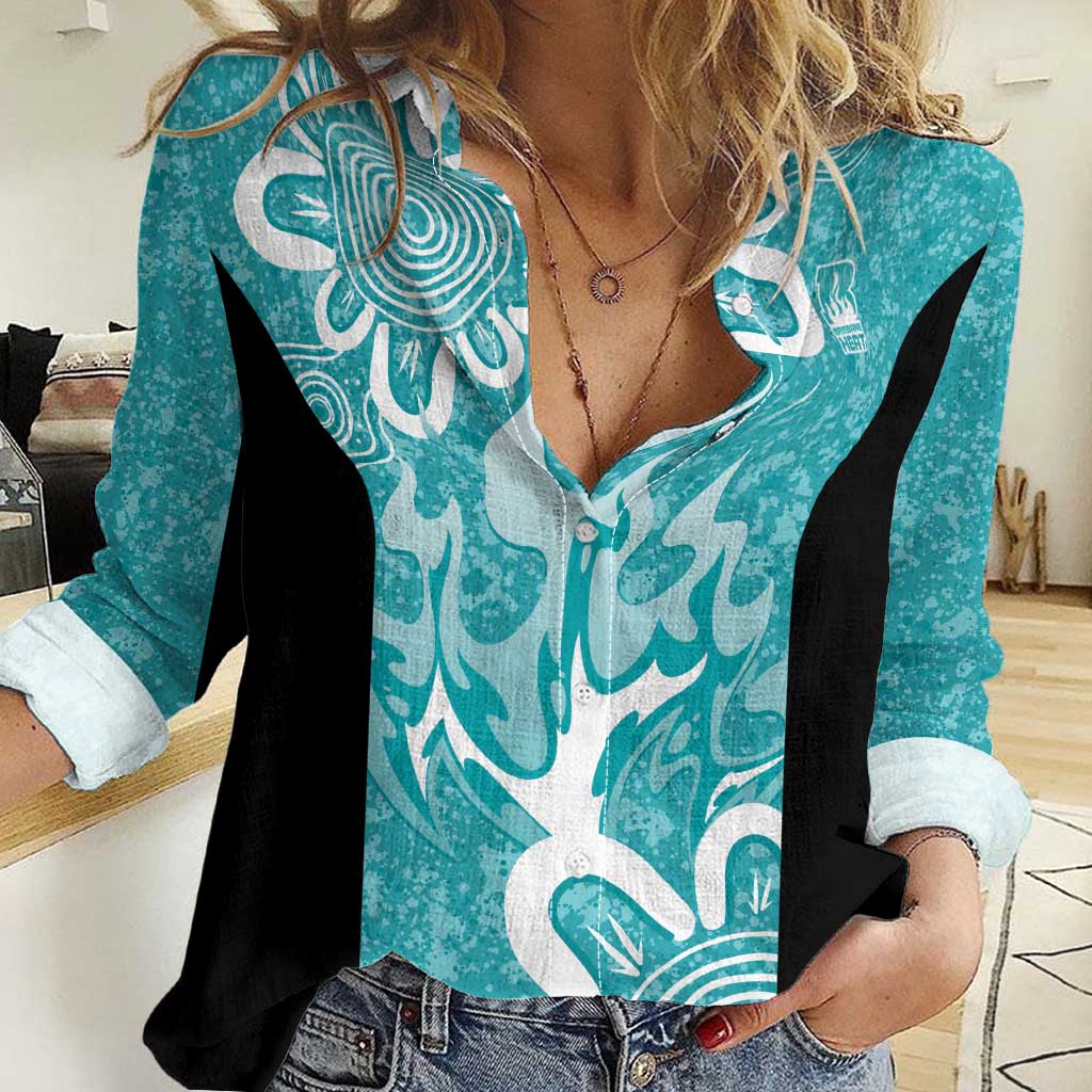 Brisbane Heat Custom Women Casual Shirt Minimalism Aboriginal