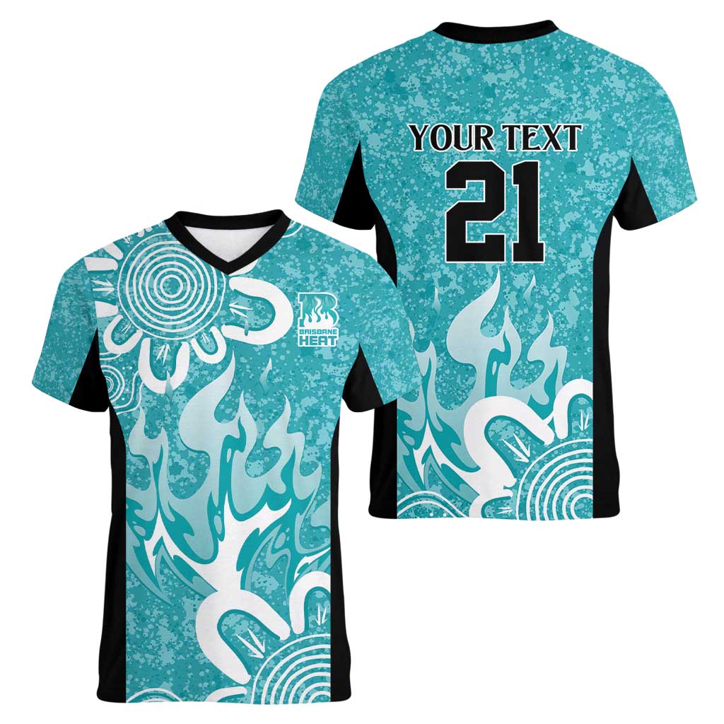 Brisbane Heat Custom Women V-Neck T-Shirt Minimalism Aboriginal