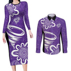 Hobart Hurricanes Custom Couples Matching Long Sleeve Bodycon Dress and Long Sleeve Button Shirt Minimalism Aboriginal
