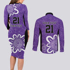 Hobart Hurricanes Custom Couples Matching Long Sleeve Bodycon Dress and Long Sleeve Button Shirt Minimalism Aboriginal