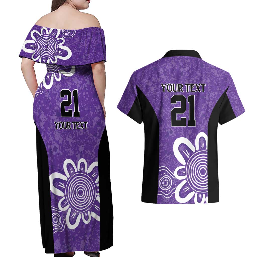 Hobart Hurricanes Custom Couples Matching Off Shoulder Maxi Dress and Hawaiian Shirt Minimalism Aboriginal