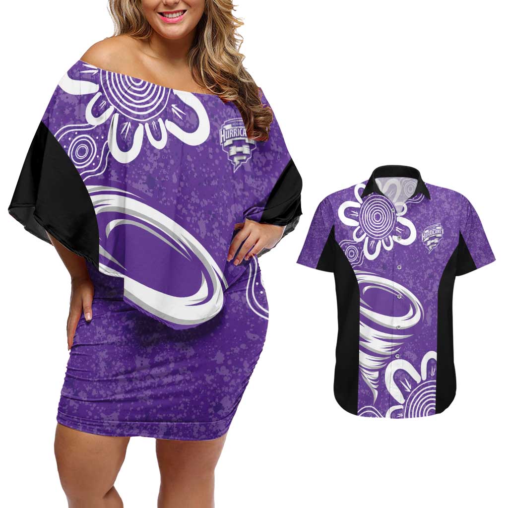 Hobart Hurricanes Custom Couples Matching Off Shoulder Short Dress and Hawaiian Shirt Minimalism Aboriginal