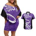 Hobart Hurricanes Custom Couples Matching Off Shoulder Short Dress and Hawaiian Shirt Minimalism Aboriginal