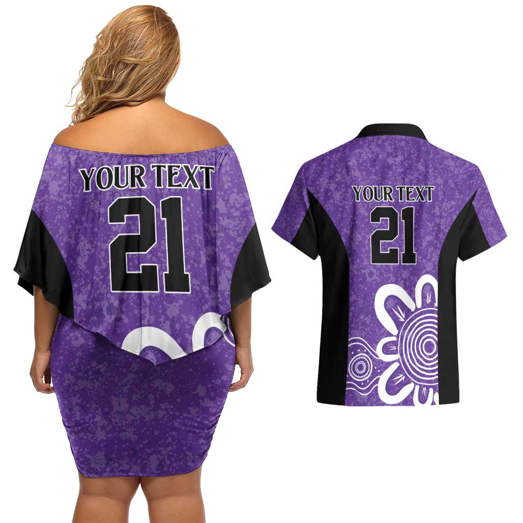 Hobart Hurricanes Custom Couples Matching Off Shoulder Short Dress and Hawaiian Shirt Minimalism Aboriginal