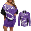 Hobart Hurricanes Custom Couples Matching Off Shoulder Short Dress and Long Sleeve Button Shirt Minimalism Aboriginal