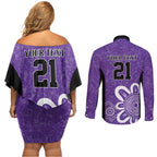 Hobart Hurricanes Custom Couples Matching Off Shoulder Short Dress and Long Sleeve Button Shirt Minimalism Aboriginal