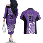 Hobart Hurricanes Custom Couples Matching Off The Shoulder Long Sleeve Dress and Hawaiian Shirt Minimalism Aboriginal