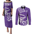 Hobart Hurricanes Custom Couples Matching Puletasi and Long Sleeve Button Shirt Minimalism Aboriginal