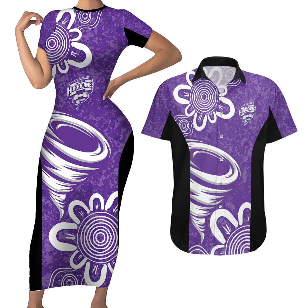 Hobart Hurricanes Custom Couples Matching Short Sleeve Bodycon Dress and Hawaiian Shirt Minimalism Aboriginal