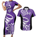 Hobart Hurricanes Custom Couples Matching Short Sleeve Bodycon Dress and Hawaiian Shirt Minimalism Aboriginal